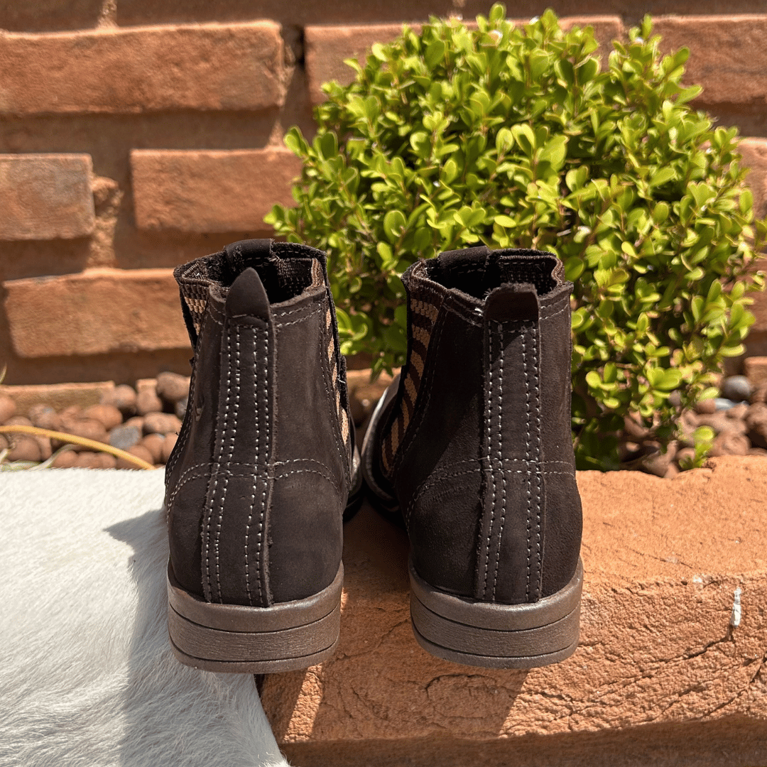 Botina Infantil Elástico Marrom