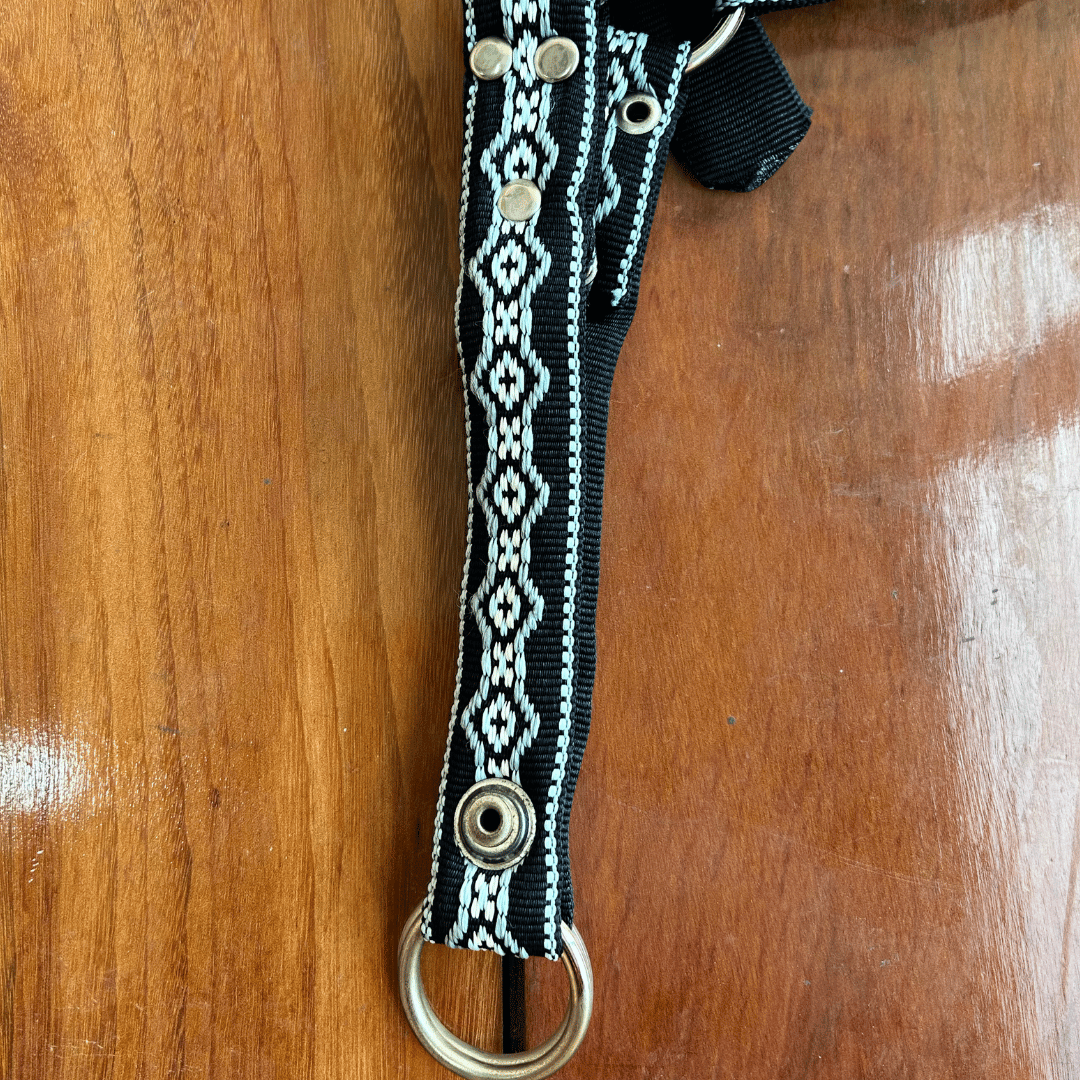 Cabresto de Fita Bordado Azul Claro para Cavalo