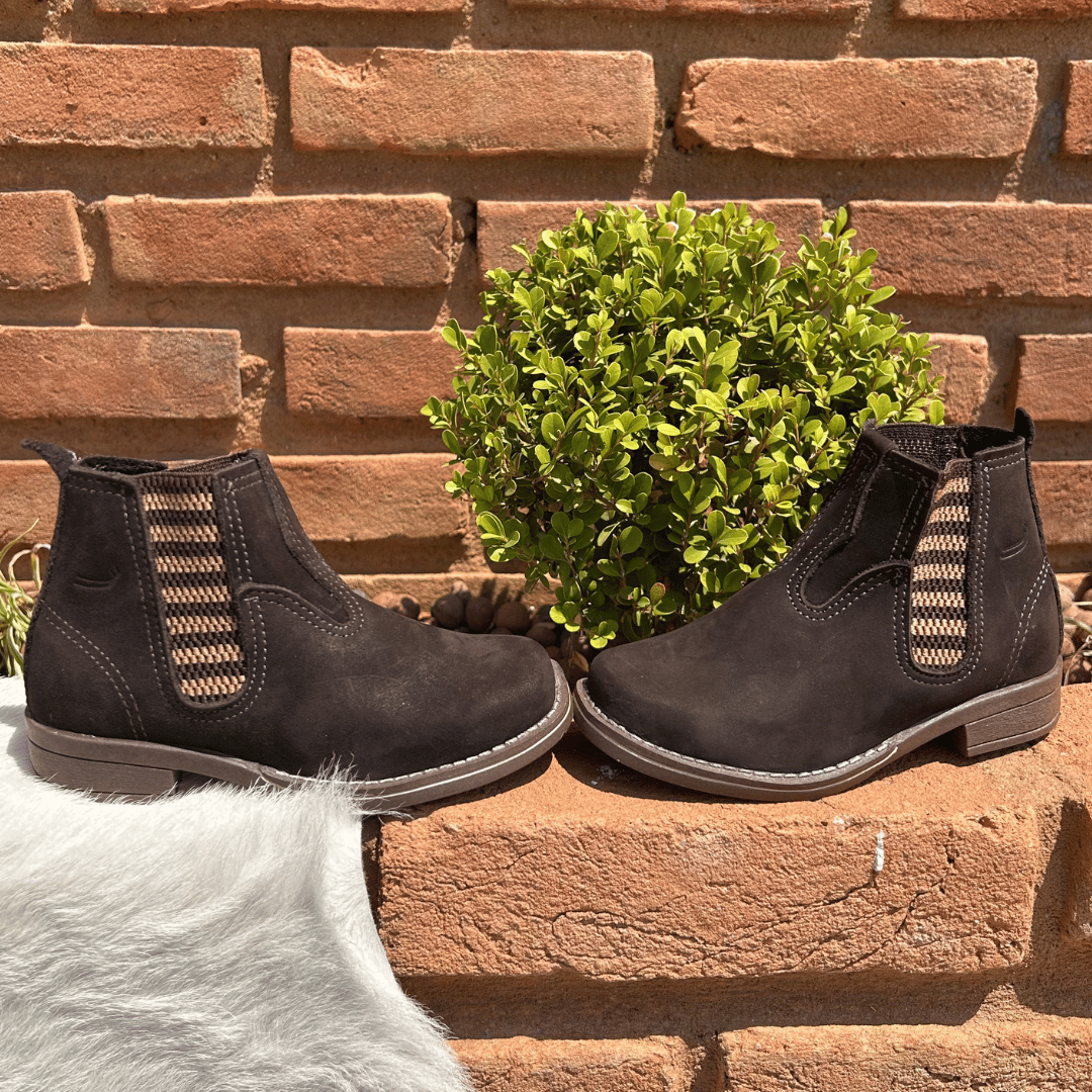 Botina Infantil Elástico Marrom