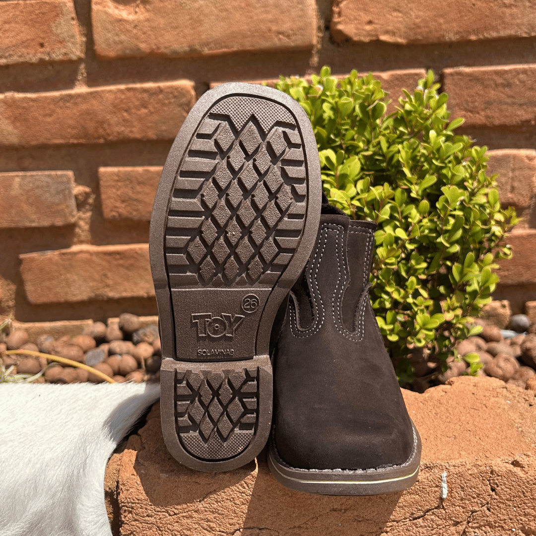 Botina Infantil Elástico Marrom