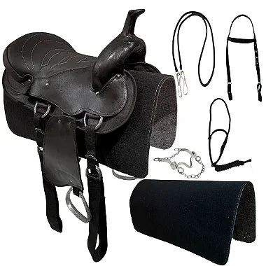Sela Americana Preto Simples Passeio Completa com Freio Inox e Baixeiro