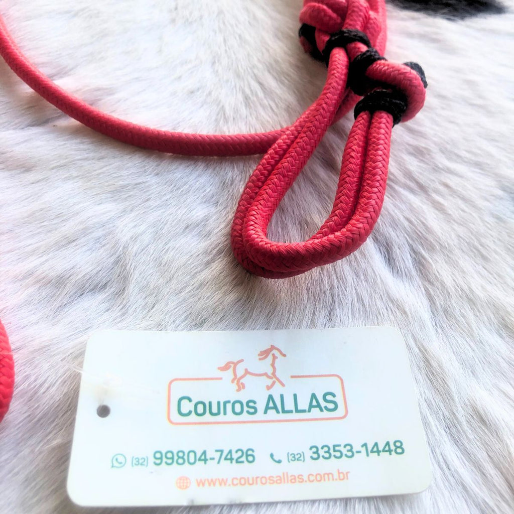 Cabeçada Em Cordinha De Poli Vermelho Com Preto