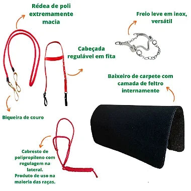 Sela Americana Havana Simples Completa Couro 16 Polegadas Arreada Nova + Acessórios