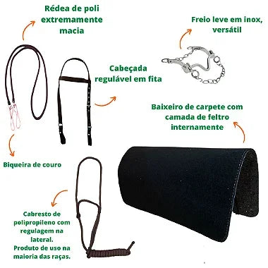 Sela Australiana Marrom Simples Passeio Completa com Freio Inox e Baixeiro