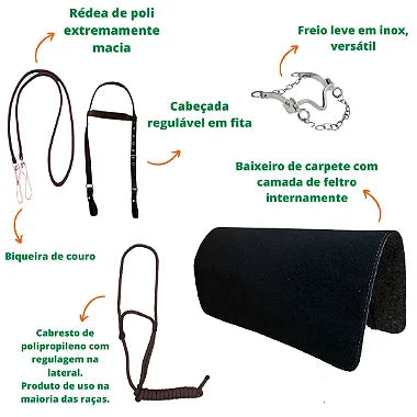 Sela Americana Marrom Simples Passeio Completa Com Freio Inox e Baixeiro