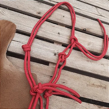 Cabresto Sete Nós Vermelho De Corda Maciça Premium