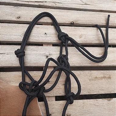 Cabresto Sete Nós Preto De Corda Maciça Premium