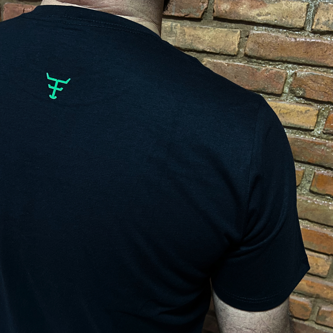 Camisa Texas Farm Masculina REF.CM589 PRETA/VERDE NEON