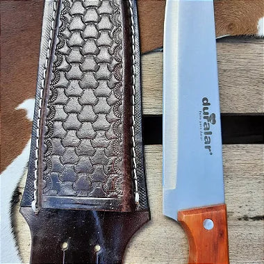 Faca para Churrasco Inox com Bainha Marrom