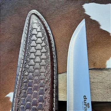 Faca para Churrasco Inox com Bainha Marrom