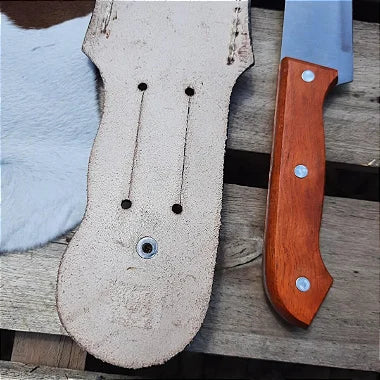 Faca para Churrasco Inox com Bainha Marrom