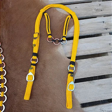 Kit Cabeçada e Peitoral Argolinhas Amarelo com Preto