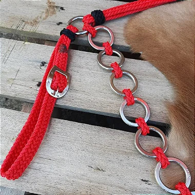 Kit Cabeçada e Peitoral Argolinhas Vermelho com Preto