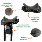 Sela Australiana Preta Simples Passeio Completa com Freio Inox e Baixeiro