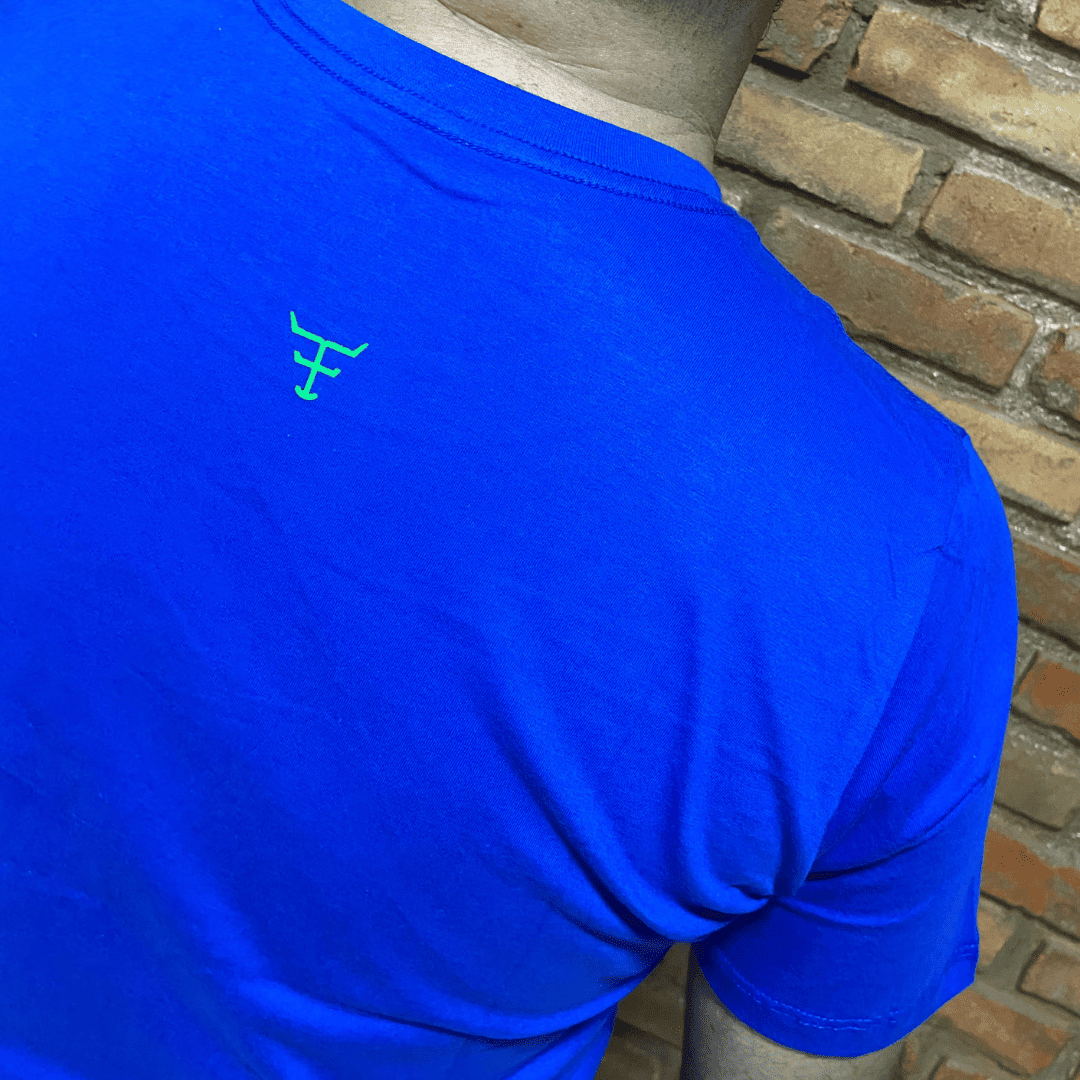 Camisa Texas Farm Masculina REF. CM589 AZUL ROYAL / VERDE NEON