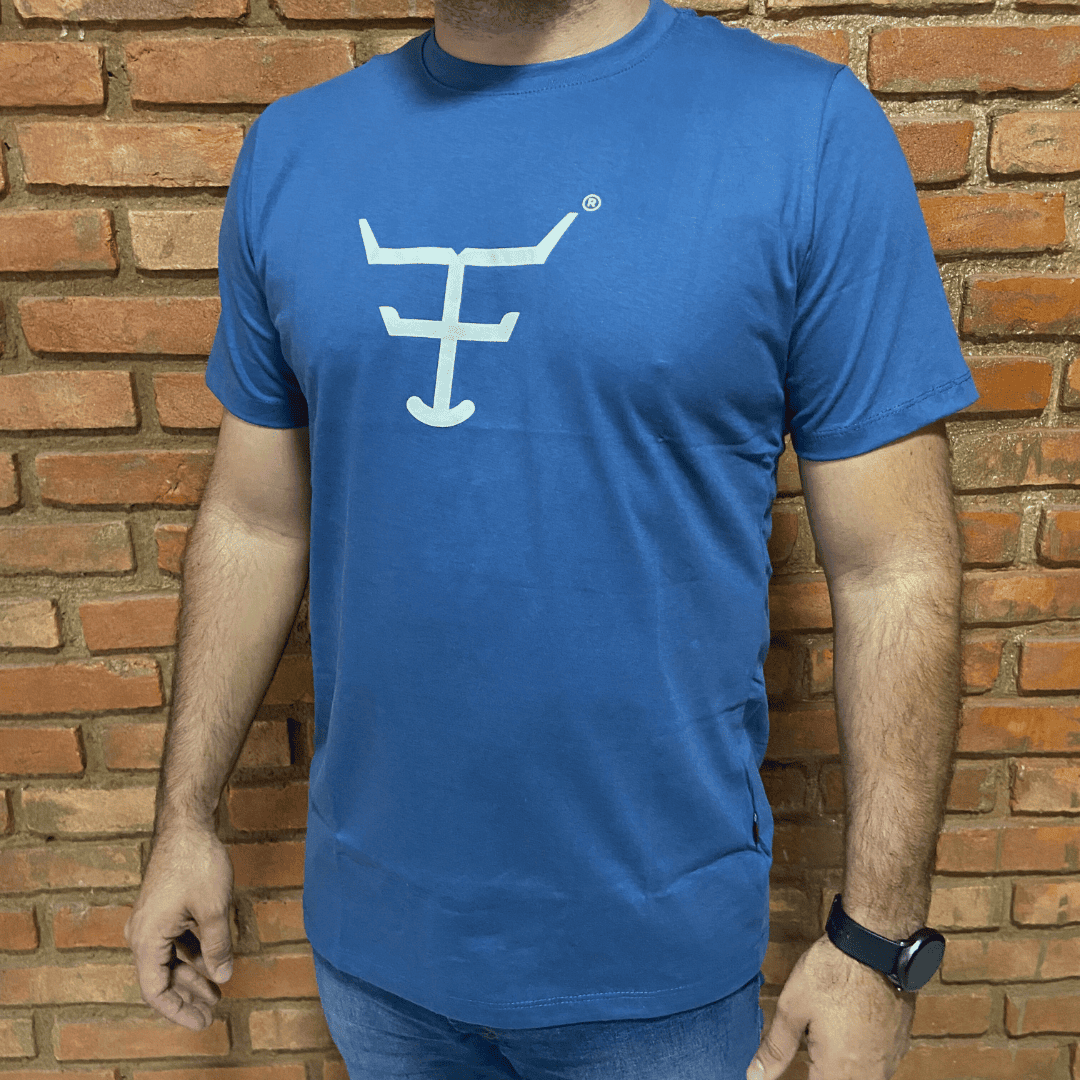 Camisa Texas Farm Masculina REF. CM589 AZUL INTENSE/OFF WHITE