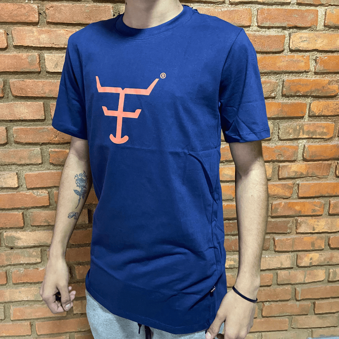 Camisa Texas Farm Masculina REF. CM589 AZUL MARINHO/LARANJA