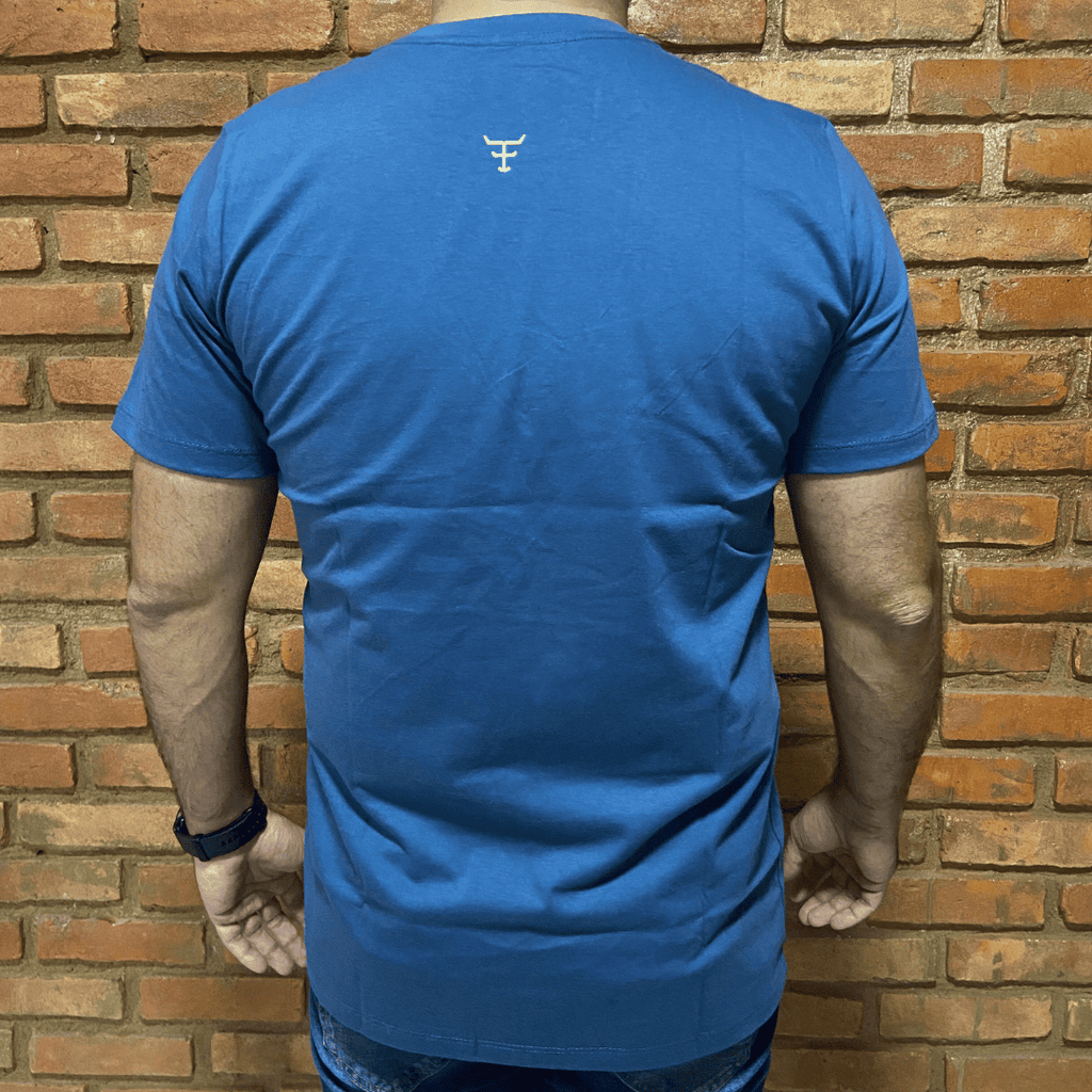 Camisa Texas Farm Masculina REF. CM589 AZUL INTENSE/OFF WHITE