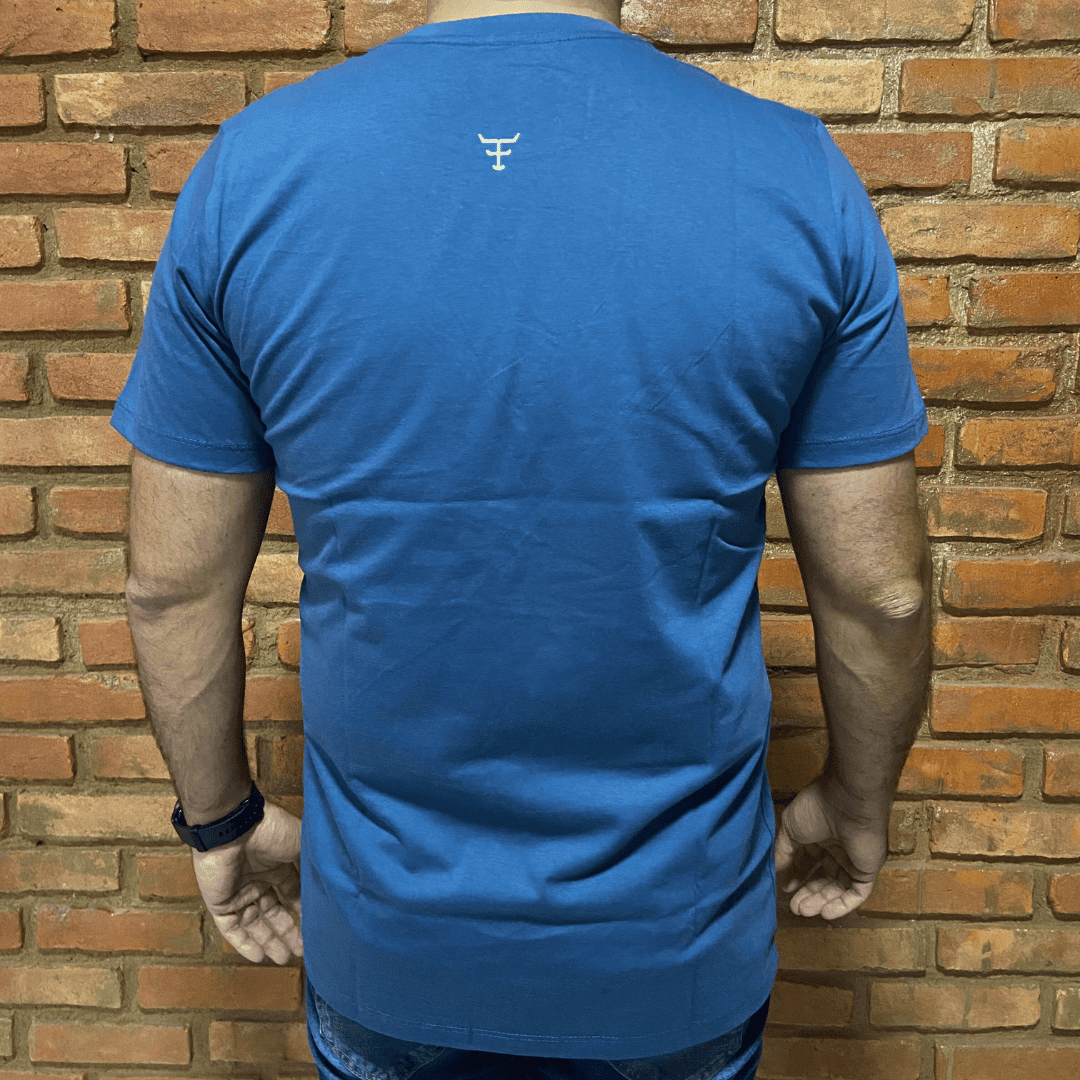 Camisa Texas Farm Masculina REF. CM589 AZUL INTENSE/OFF WHITE