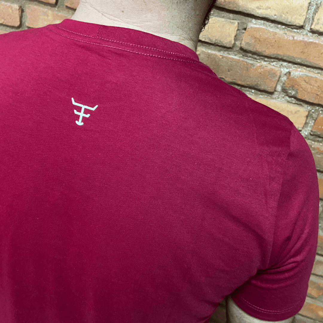 Camisa Texas Farm Masculina REF. CM589 VERMELHO BORDÔ/OFF WHITE