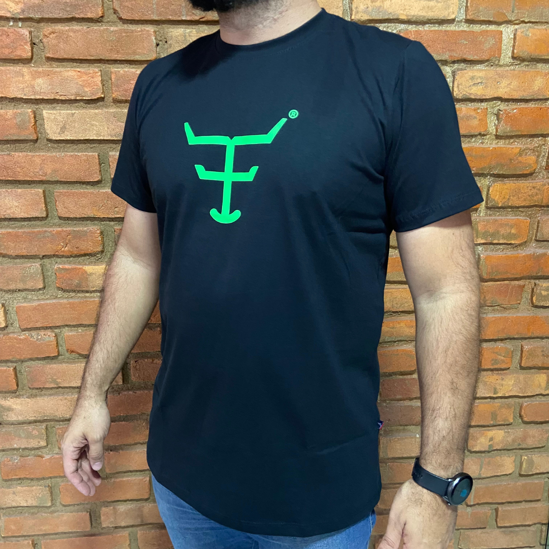 Camisa Texas Farm Masculina REF.CM589 PRETA/VERDE NEON