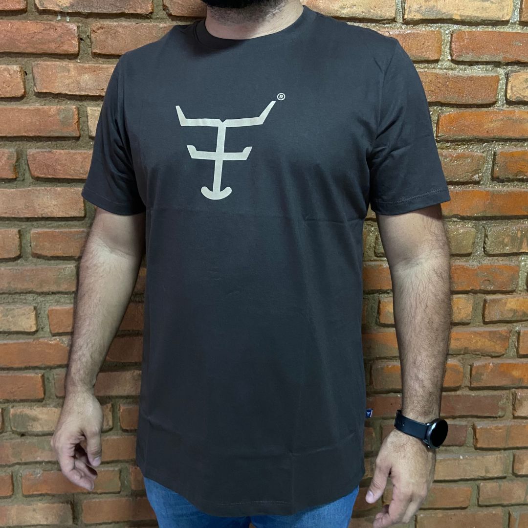 Camisa Texas Farm Masculina REF. CM589 MARROM CAFÉ/MARROM CÁQUI CLARO