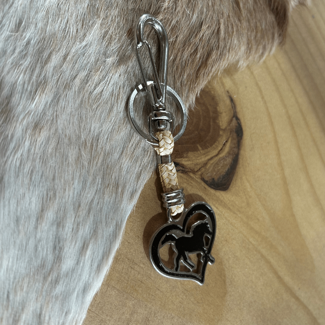 Chaveiro Coração com Cavalo com Mosquetão