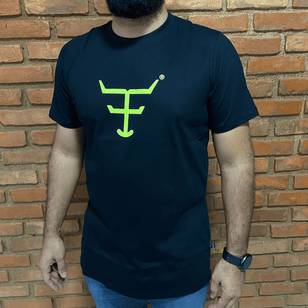 Camisa Texas Farm Masculina REF. CM589 PRETA/AMARELO NEON
