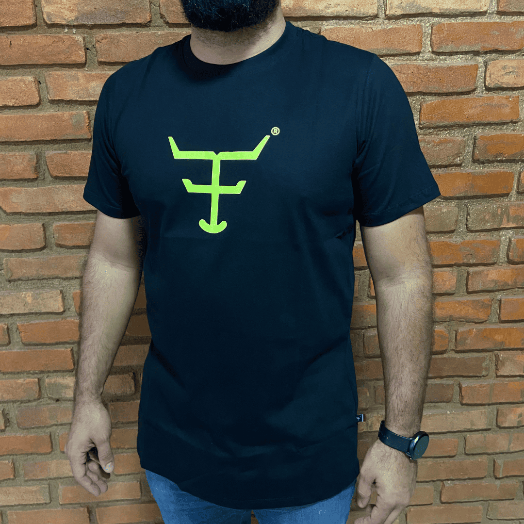 Camisa Texas Farm Masculina REF. CM589 PRETA/AMARELO NEON
