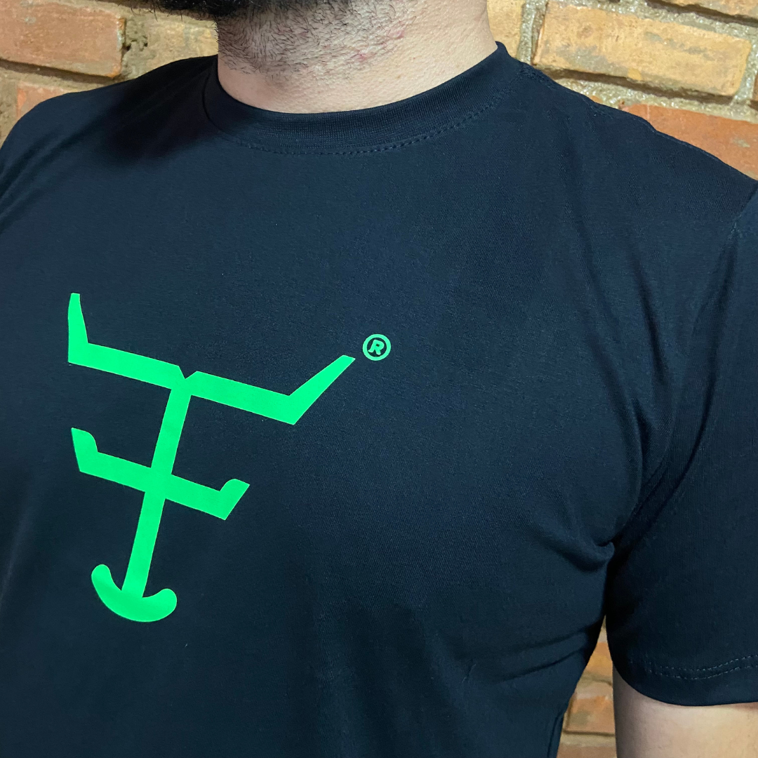 Camisa Texas Farm Masculina REF.CM589 PRETA/VERDE NEON