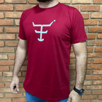 Camisa Texas Farm Masculina REF. CM589 VERMELHO BORDÔ/OFF WHITE