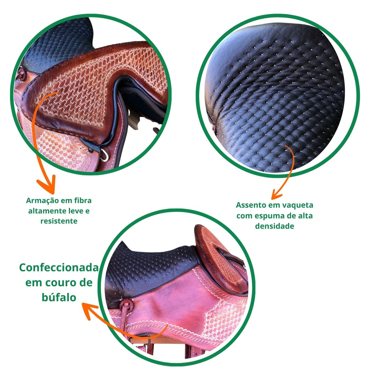 Sela de Couro Cabeça Paulista Completa para Montaria