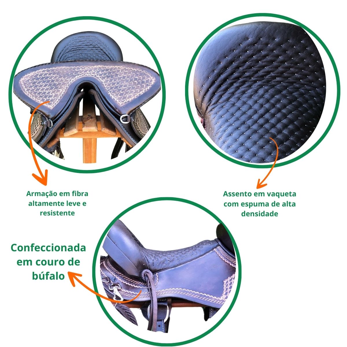 Sela de Couro Cabeça Paulista Completa para Montaria