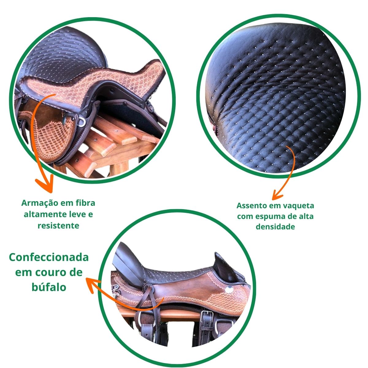 Sela de Couro Cabeça Mineira Completa para Montaria