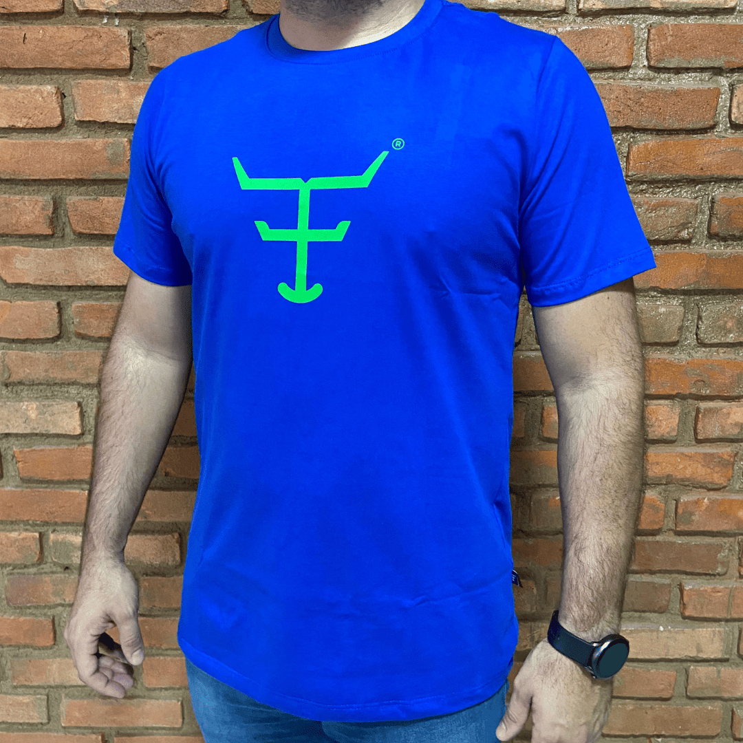 Camisa Texas Farm Masculina REF. CM589 AZUL ROYAL / VERDE NEON