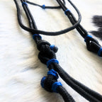 Cabeçada Em Cordinha De Poli Preto Com Azul