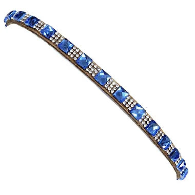 Bandinha De Chapéu Strass Quadrado Azul Luxo Com Regulagem
