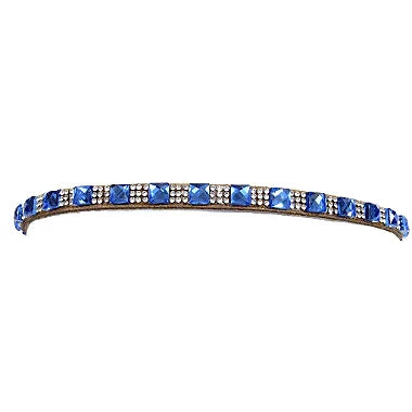 Bandinha De Chapéu Strass Quadrado Azul Luxo Com Regulagem