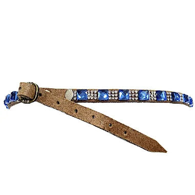 Bandinha De Chapéu Strass Quadrado Azul Luxo Com Regulagem