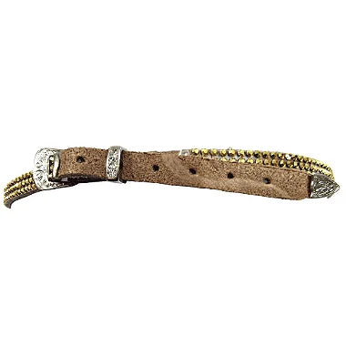 Bandinha Para Chapéu Couro Strass Dourado Com Regulagem
