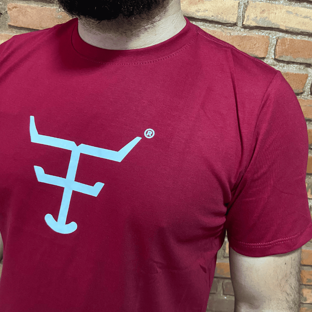 Camisa Texas Farm Masculina REF. CM589 VERMELHO BORDÔ/OFF WHITE