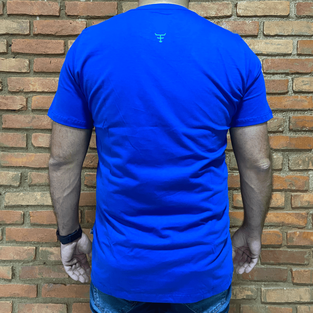 Camisa Texas Farm Masculina REF. CM589 AZUL ROYAL / VERDE NEON
