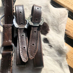 Arreata Em Couro Com Argola Ferradura Inox Marrom