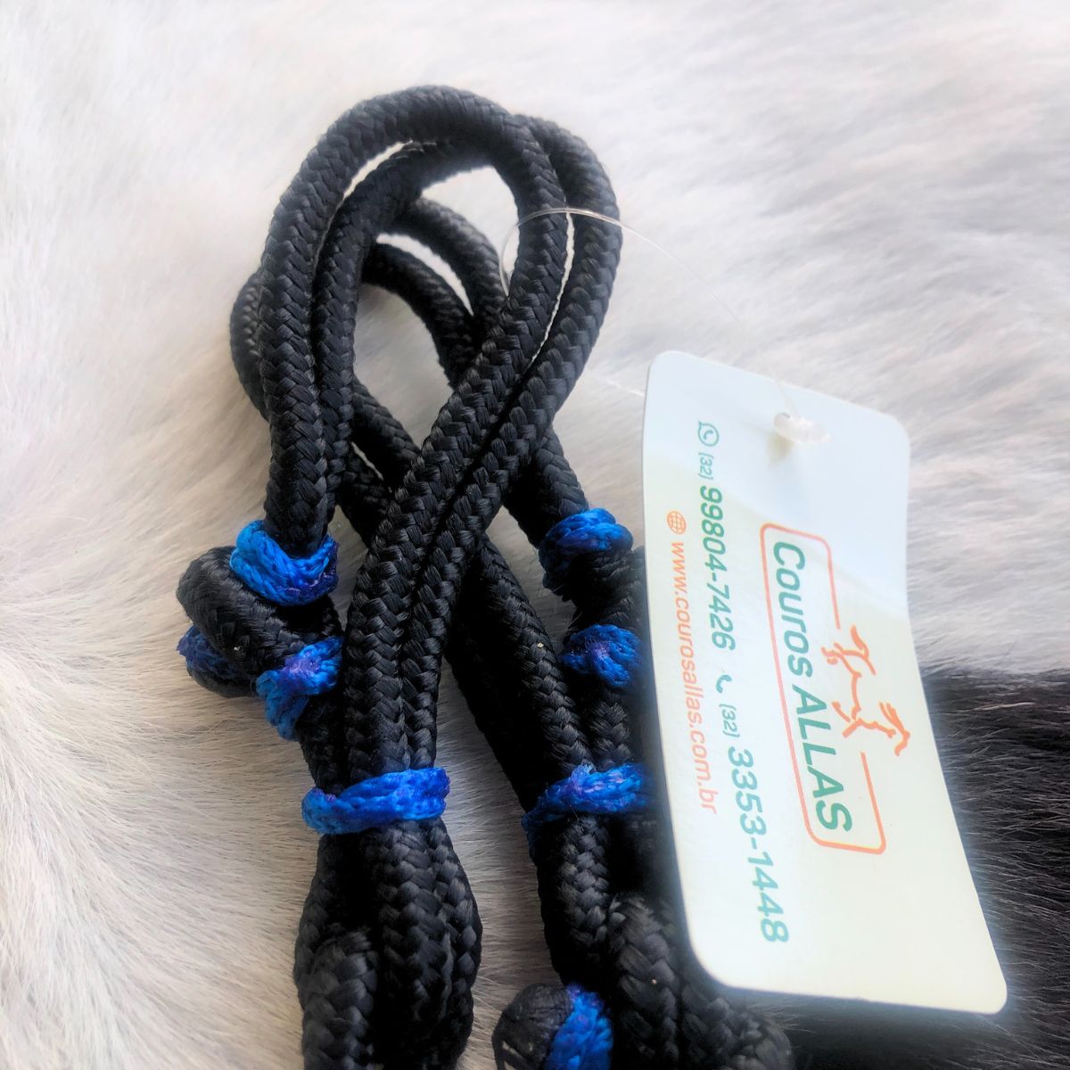 Cabeçada Em Cordinha De Poli Preto Com Azul