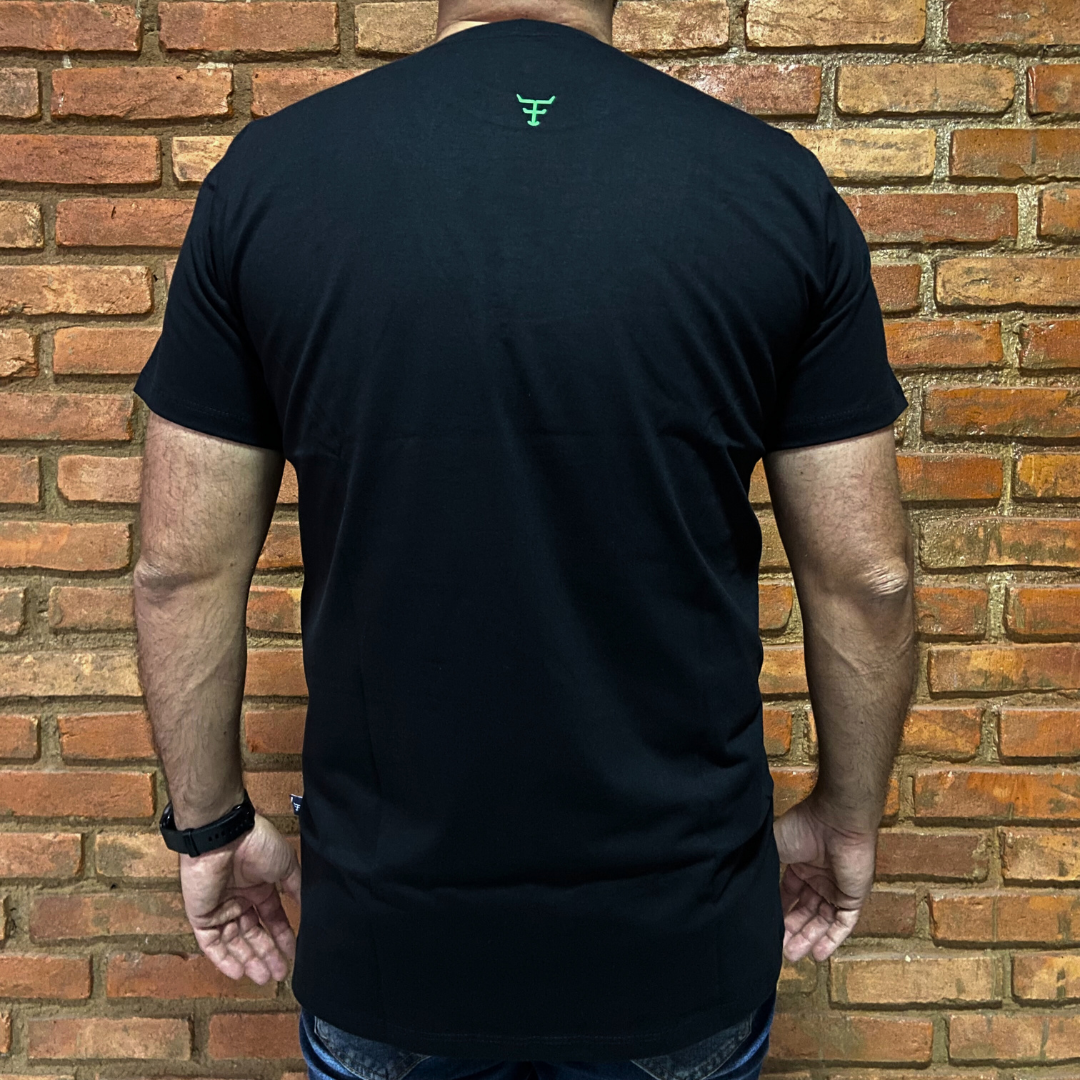 Camisa Texas Farm Masculina REF.CM589 PRETA/VERDE NEON