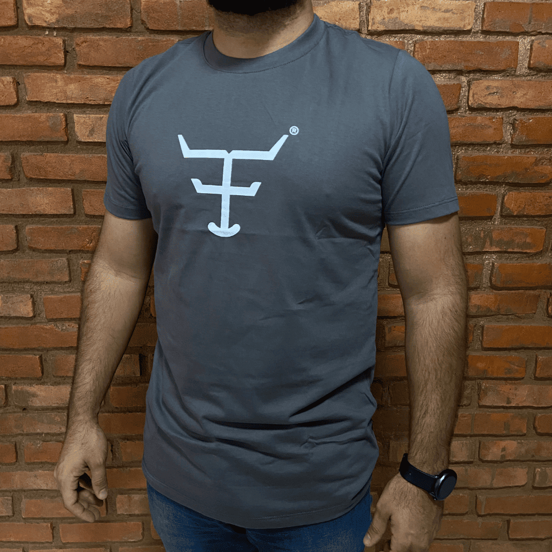 Camisa Texas Farm Masculina REF. CM589 CINZA MÉDIO/BRANCO