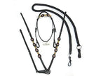 Kit Peitoral Preto Mangalarga de Aplique + Cabeçada Com Rédea de Lã Grossa Top De Linha