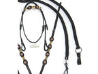 Kit Peitoral Preto Mangalarga de Aplique + Cabeçada Com Rédea de Lã Grossa Top De Linha
