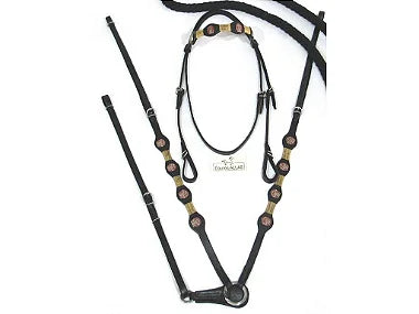 Kit Peitoral Preto Mangalarga de Aplique + Cabeçada Com Rédea de Lã Grossa Top De Linha