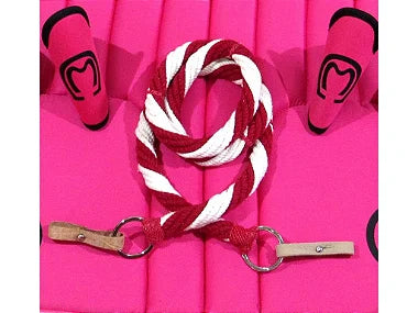 Kit Traia Rosa Com Manta Mangalarga + Rédea De Lã Torcida Grossa Em Inox + Caneleiras Premium